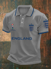 Herren-Poloshirt mit Aufdruck „Fußballfan Großbritannien – England 2026“