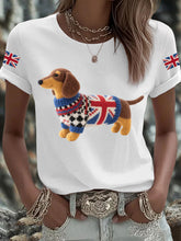 Women's UK Flag Dachshund Printed T-shirt