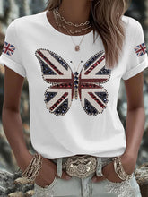 Women's UK Flag Butterfly Printed T-shirt