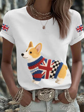 Women's UK Flag Corgi Printed T-shirt