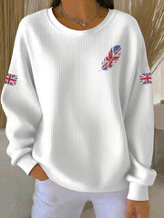 Women's British imitation diamond hot-drilling Printed Casual Sweatshirt