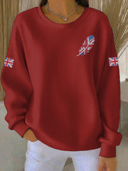 Women's British imitation diamond hot-drilling Printed Casual Sweatshirt