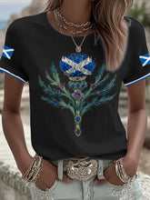 Women's Scotland Flag Art Thistle Printed T-shirt
