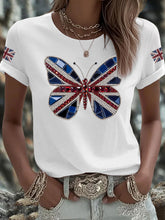 Women's UK Flag Butterfly Printed T-shirt