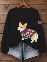 Women's UK Flag Corgi Print Sweatshirt