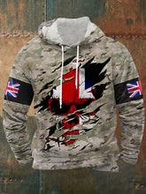 Men's UK Flag Camouflage Skull Print Casual Hoodie