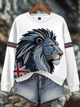 Women's British style imitation denim rhinestone hot-drill Print Sweatshirt