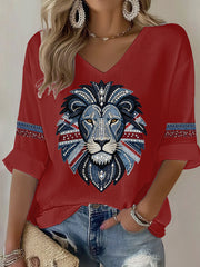 Britisches Damen-T-Shirt im Denim-Stil mit Strass- und Heißklebe-Verzierung