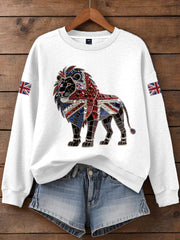 Britisches Damen-T-Shirt mit aufbügelbarem, diamantinimitiertem Aufdruck (heißgebohrt)