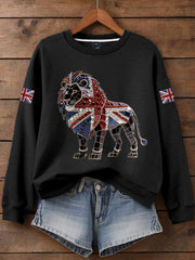 Britisches Damen-T-Shirt mit aufbügelbarem, diamantinimitiertem Aufdruck (heißgebohrt)
