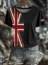 Women's British imitation diamond hot-drilling Printed short-sleeved T-shirt