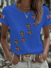 Britisches Damen-T-Shirt mit aufbügelbarem, diamantinähnlichem Aufdruck (heißgebohrt)