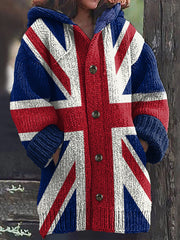 Damen-Cardigan-Hoodie mit Union-Jack-Motiv