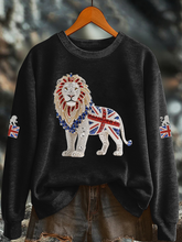 Women's British imitation diamond hot-drilling Printed Regular Sweatshirt