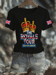Vintage-T-Shirt mit England-Flagge und Aufdruck zur Royals-Tour