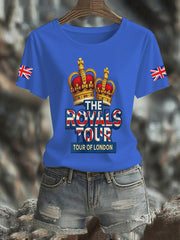 Vintage-T-Shirt mit England-Flagge und Aufdruck zur Royals-Tour