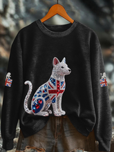 Women's British imitation diamond hot-drilling Printed Regular Sweatshirt