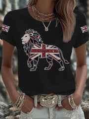 Britisches Damen-T-Shirt mit aufbügelbarem, diamantinimitiertem Aufdruck (heißgebohrt)