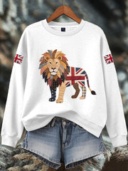 Damen-Sweatshirt mit britischem Imitationsdiamant-Print (heißgebohrt)
