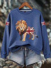 Damen-Sweatshirt mit britischem Imitationsdiamant-Print (heißgebohrt)