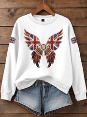 Damen-Sweatshirt mit britischem Imitationsdiamant-Print (heißgebohrt)