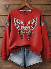 Damen-Sweatshirt mit britischem Imitationsdiamant-Print (heißgebohrt)