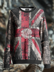 Damen-Sweatshirt mit englischem Patchwork-Rosenmuster (Regular)