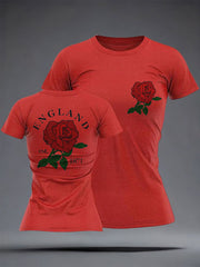 Women's England Rugby Lover Roses Printed T-Shirt