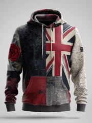 Damen-Hoodie mit englischem Patchwork-Rosenmuster