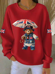 Damen-Sweatshirt im britischen Stil mit Print, lässig und bequem
