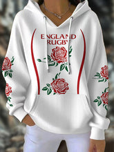 Women's England Rugby Lover Roses Printed Hoodie