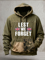 Herren-Kapuzenpullover mit überschnittenen Schultern und Taschen zum Gedenktag der Vergesslichkeit (Lest We Forget) im Camouflage-Design
