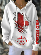 Women's England Rugby Lover Roses Printed Hoodie
