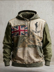 Herren-Kapuzenpullover mit überschnittenen Schultern und Taschen zum Gedenktag der Vergesslichkeit (Lest We Forget) im Camouflage-Design