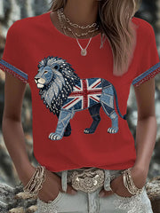 Britisches Damen-T-Shirt mit Denim-Print