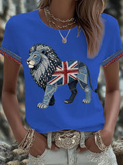 Britisches Damen-T-Shirt mit Denim-Print