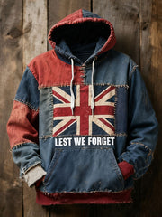 Herren-Kapuzenpullover mit überschnittenen Schultern und Taschen zum Gedenktag „Lest We Forget“