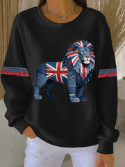 Britisches Damen-Sweatshirt mit Denim-Print in Faux-Optik