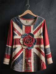 Britische Patchwork-Tops für Damen mit Rosenmuster