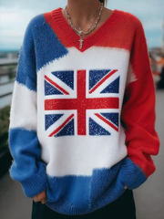 Damen-Tops mit Patchwork-Print und britischer Flagge