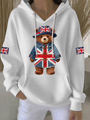 Damen-Hoodie im britischen Stil mit Print, lässig und bequem