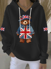 Damen-Hoodie im britischen Stil mit Print, lässig und bequem
