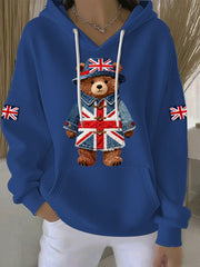 Damen-Hoodie im britischen Stil mit Print, lässig und bequem