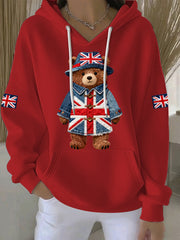 Damen-Hoodie im britischen Stil mit Print, lässig und bequem