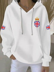Damen-Hoodie im britischen Stil mit Print, lässig und bequem
