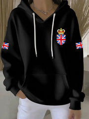 Damen-Hoodie im britischen Stil mit Print, lässig und bequem