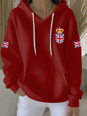 Damen-Hoodie im britischen Stil mit Print, lässig und bequem