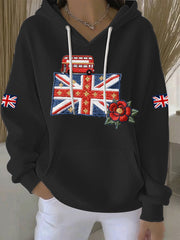 Damen-Hoodie im britischen Stil mit Print, lässig und bequem