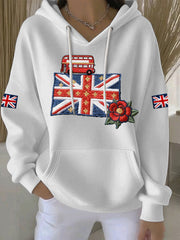 Damen-Hoodie im britischen Stil mit Print, lässig und bequem