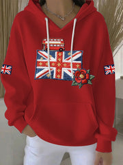 Damen-Hoodie im britischen Stil mit Print, lässig und bequem
